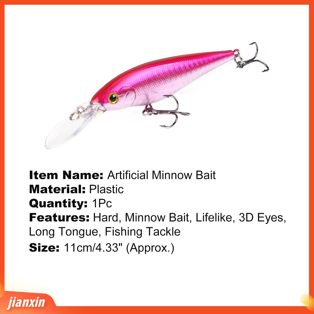 (In Stock) 11cm 9.5g Umpan Keras Ikan Imitasi Umpan Pancing Dengan Kait Treble Lidah Panjang