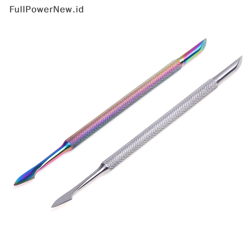 Power Stainless Steel Kutikula Pendorong Kuku Double Ended Spoon Nail Art Pedicure Alat ID