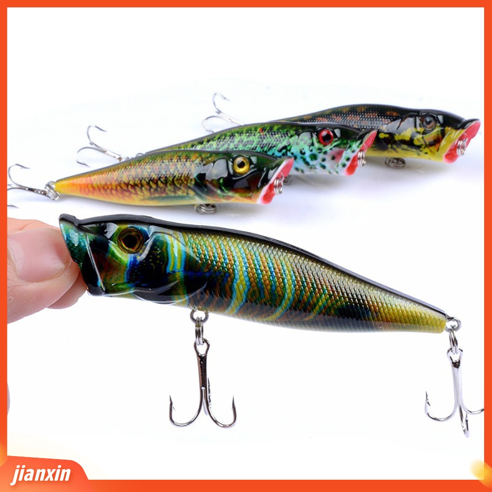 (In Stock) 1pc Umpan Pancing Tackle Topwater Mirip Hidup Mengapung Popper Kait Tajam Umpan Keras