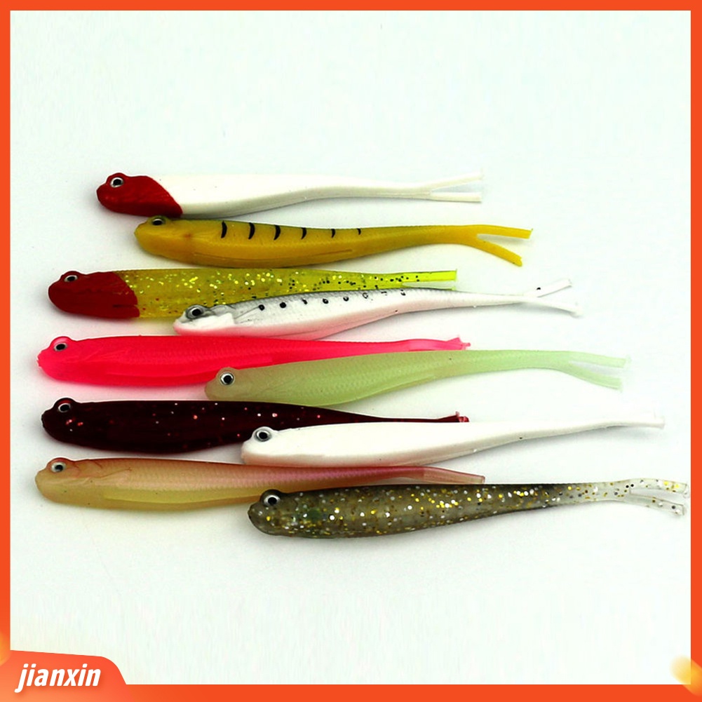 (In Stock) 10Pcs/ Lot Multicolor Plastik Lembut 3D Mata Lures 13cm Umpan Pancing Tackle Tools