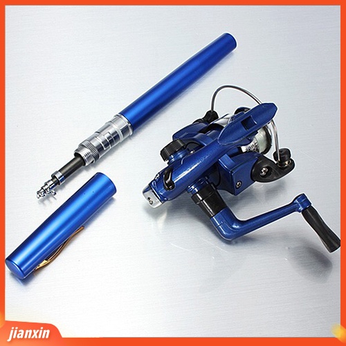 (In Stock) Tiang Tongkat Spinning Ikan Bentuk Pulpen Mini Teleskopik Dengan Gulungan Pancing