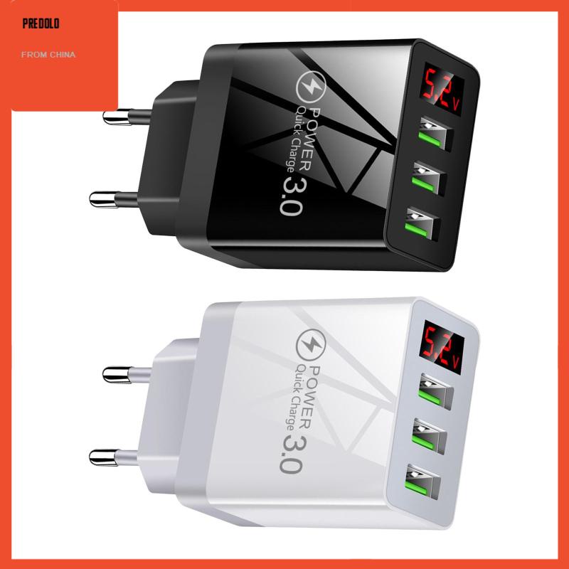 [Predolo] 3usb Digital Display Fast Charging Portable Untuk Travel Charging