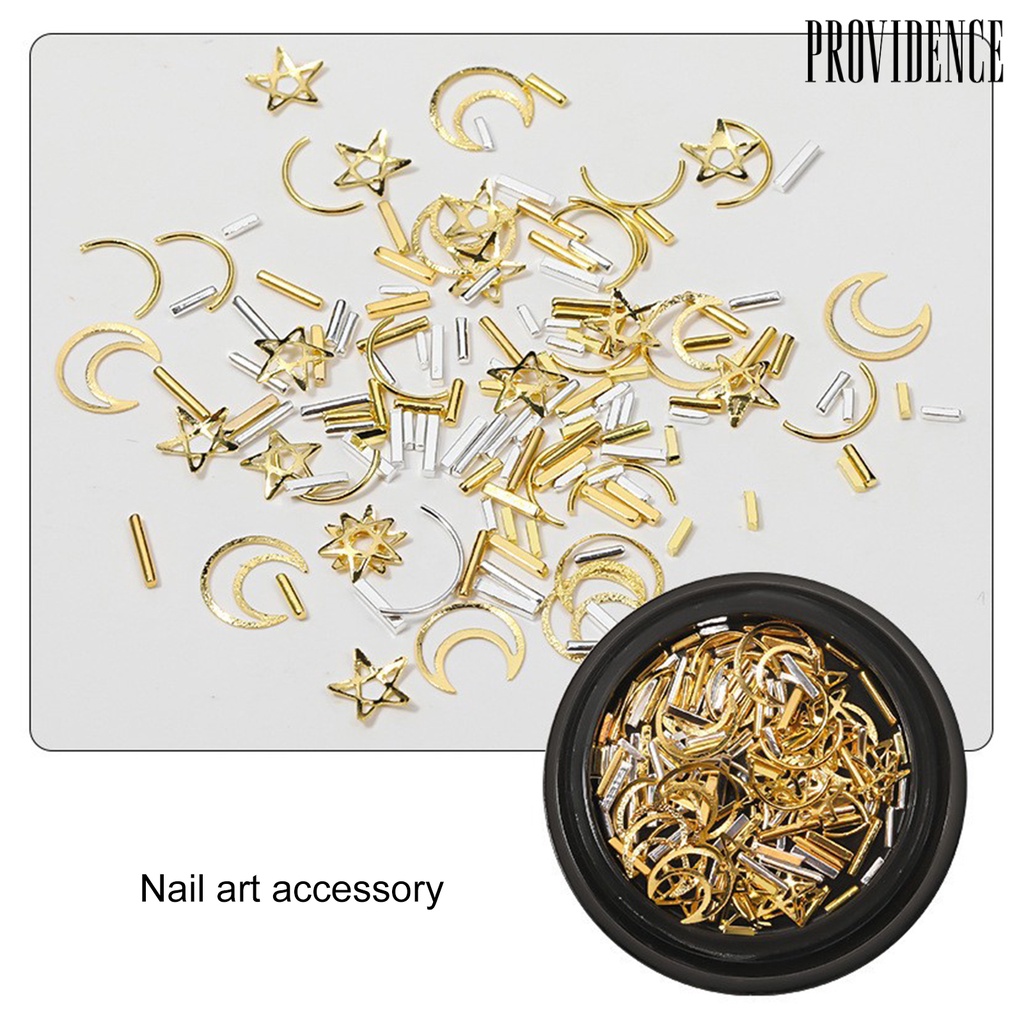 Providence 1kotak DIY Nail Art Dekorasi Hollow-out Alloy Bintang Bulan Segitiga Serpihan 3D Glitter Berlian Imitasi Charms Nail Art Perhiasan Campuran Aksesoris