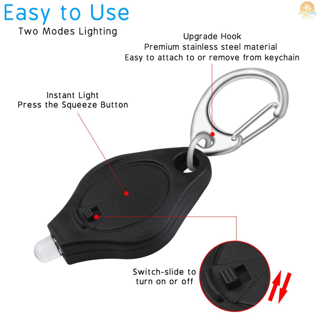 In Stock 10PCS Portable Keyring Light Torch Gantungan Kunci Mini Senter LED Gantungan Kunci Emergency Terang Camping Lamp Backpack Light Untuk Outdoor