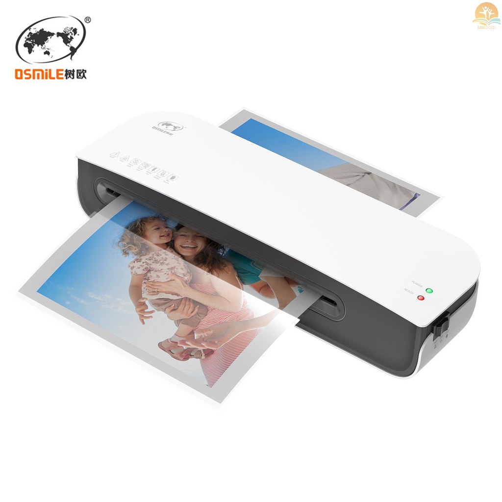 In Stock OSMILE SL289 Set Mesin Laminator Desktop Ukuran A4 Laminasi Panas Dan Dingin 2sistem Rol 9inci Lebar Max Suitabe Untuk A4/A5/A6 Kantong Laminating Untuk Rumah Kantor Schoo