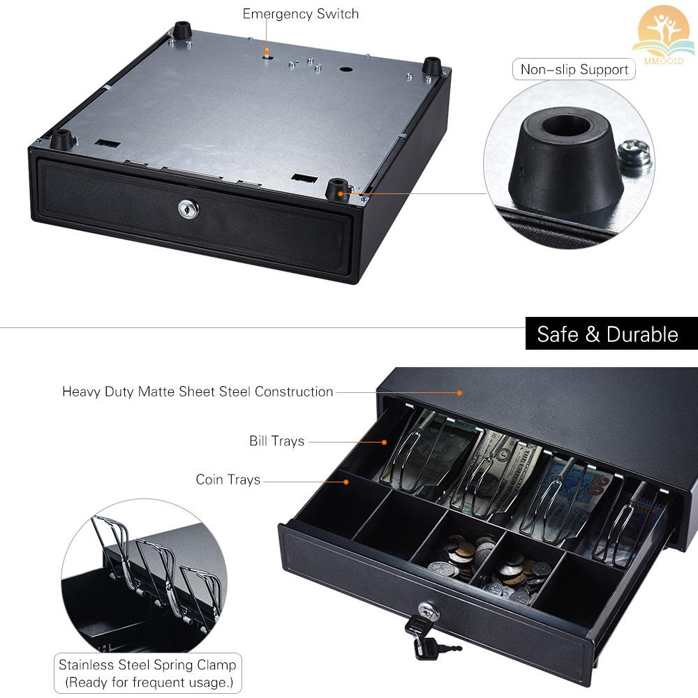 In Stock Heavy Duty Electronic Cash Drawer Box Case Storage 4tagih 5tray Koin Support Push Manual Buka Kunci-lock RJ11 Untuk Printer Epson Star POS Mesin Kasir Uang