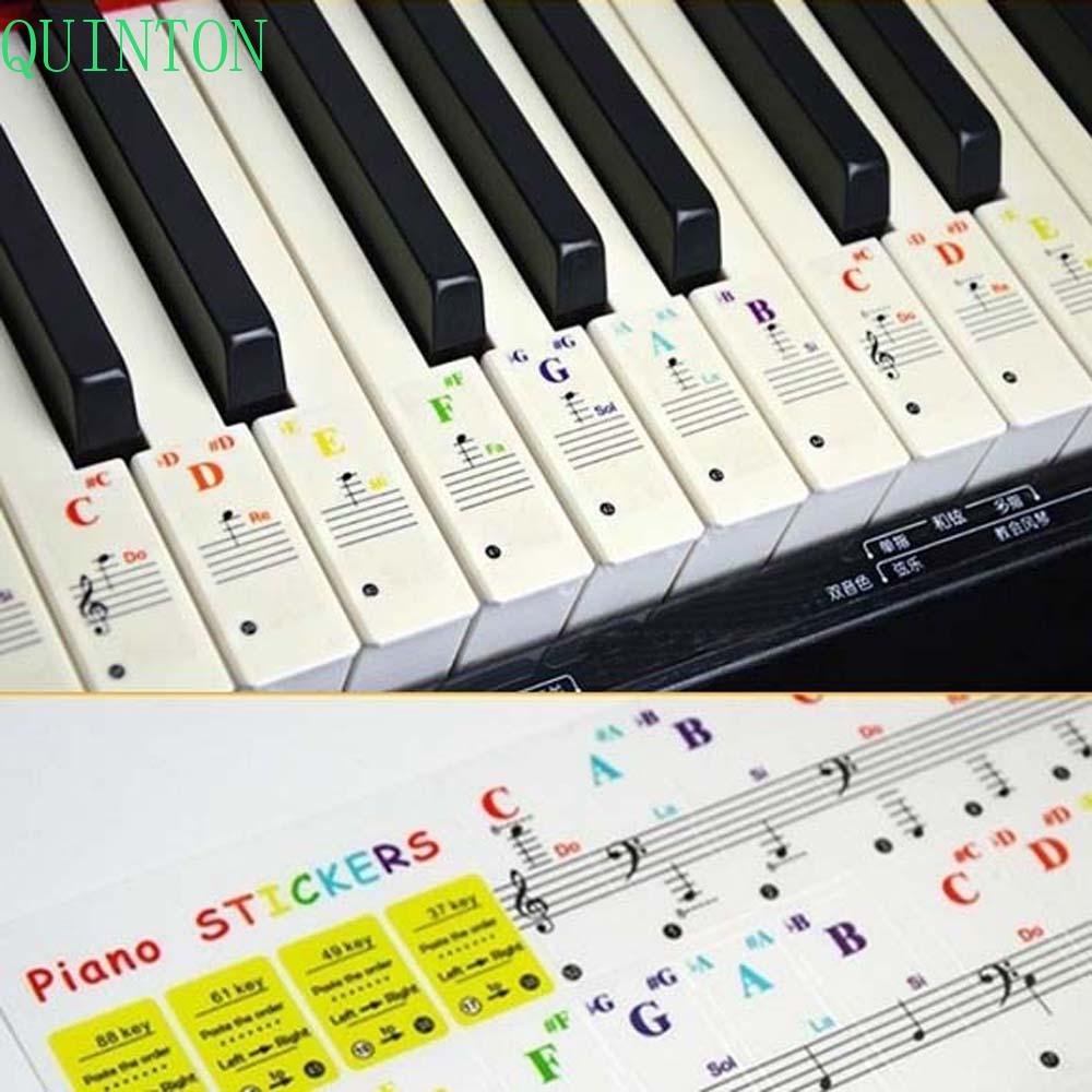 QUINTON Stiker Keyboard Piano Untuk Pemula Multicolor Sticker Symbol Electronic Keyboard Key 88Keys Perekat Piano Stave Note