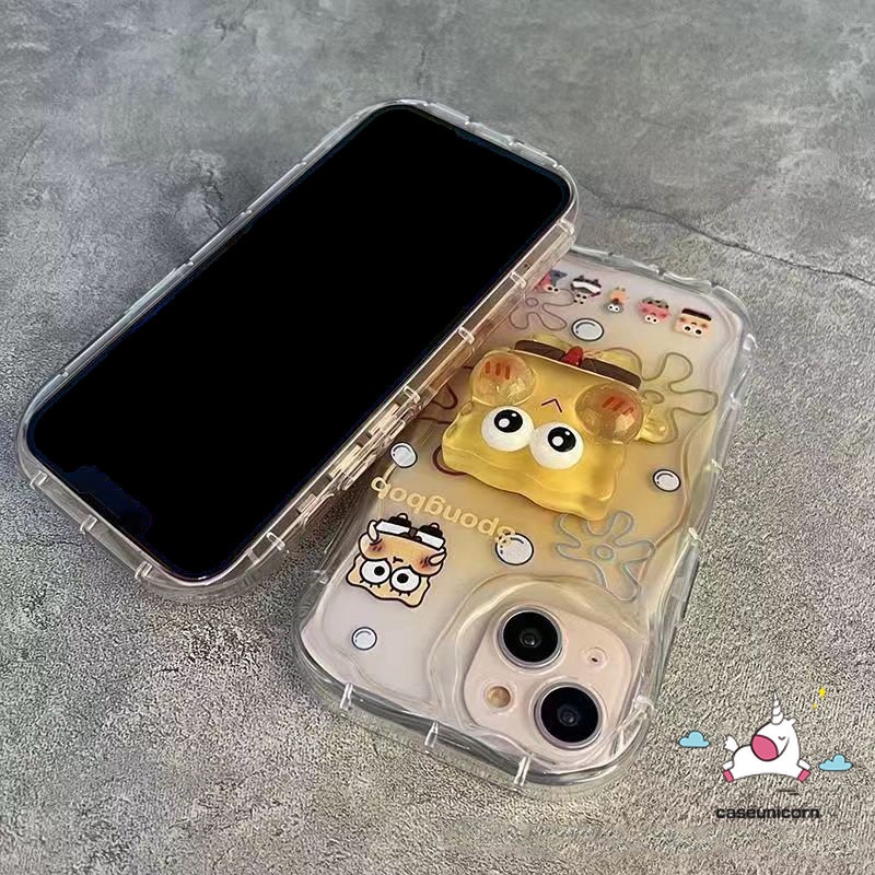 Casing Kartun Spongebob Patrick Star Untuk Redmi Note12 10s 11s 10 11 Pro Max Redmi 9A 10A 10C A1 9C NFC 9 A2 10 9T POCO M3 3D Wavy Curved Edge Cute 3D Steric Doll Stand Couples Case