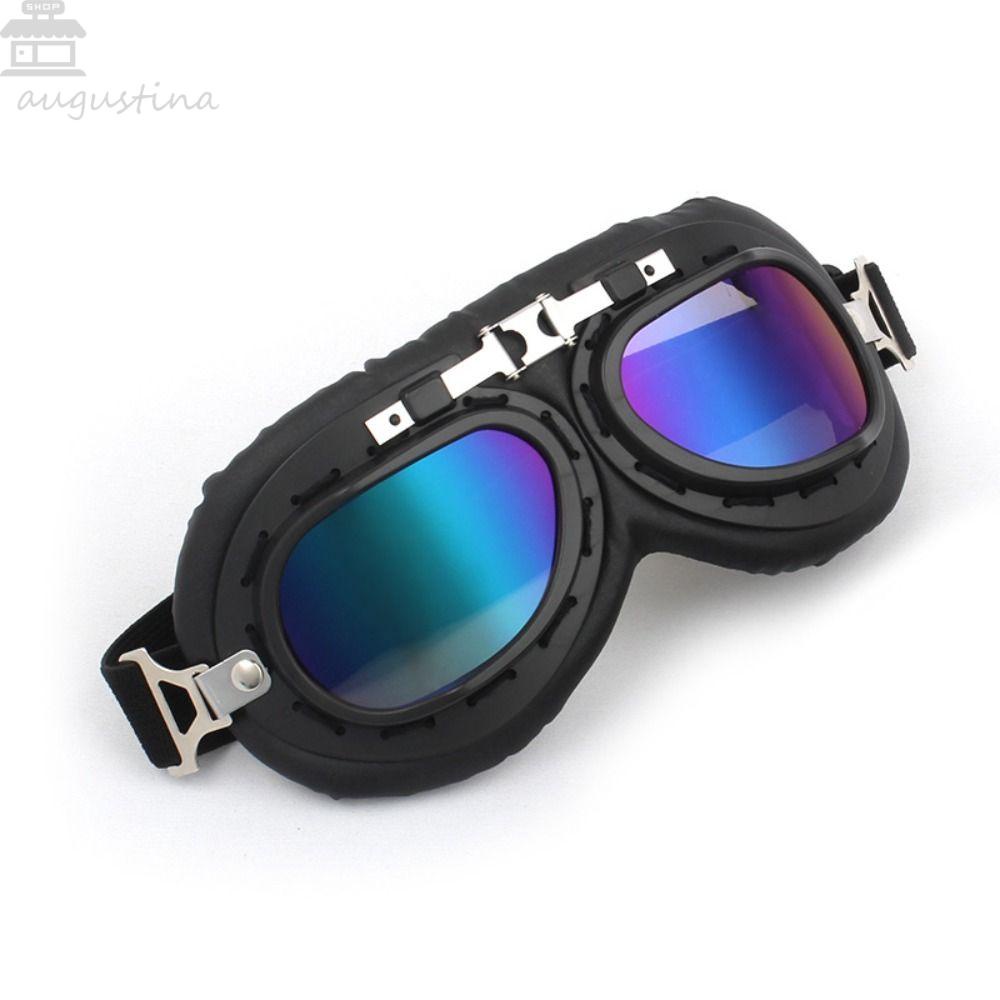 AUGUSTINA Kacamata Motor Steampunk Retro Vintage Protection Pelindung Mata Sepeda Motor Bersepeda Gafas Wind Glasses Helm Pilot Goggles Sunglasses Wind Mirror Goggles