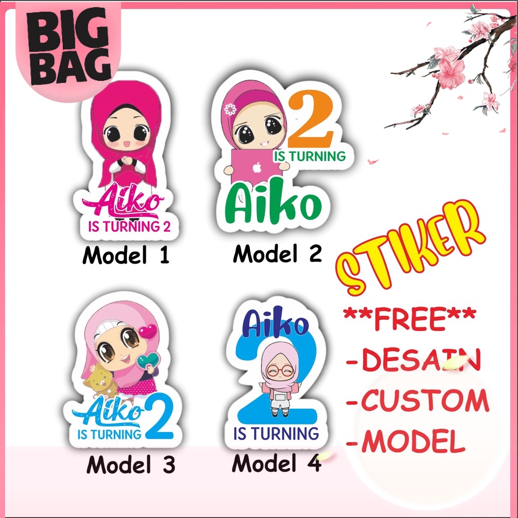 

Bigbag ( 25 PCS ) Stiker Bento Ulang Tahun HIJAB Stiker Custom Ultah