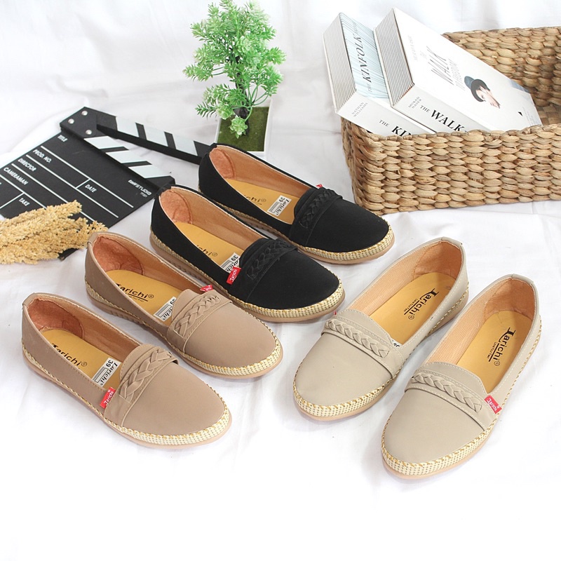 FLATSHOES WANITA SEPATU FLAT RAJUT KARET KULIT TERBARU KEKINIAN PLAT SHOES PEREMPUAN DEWASA CASUAL S