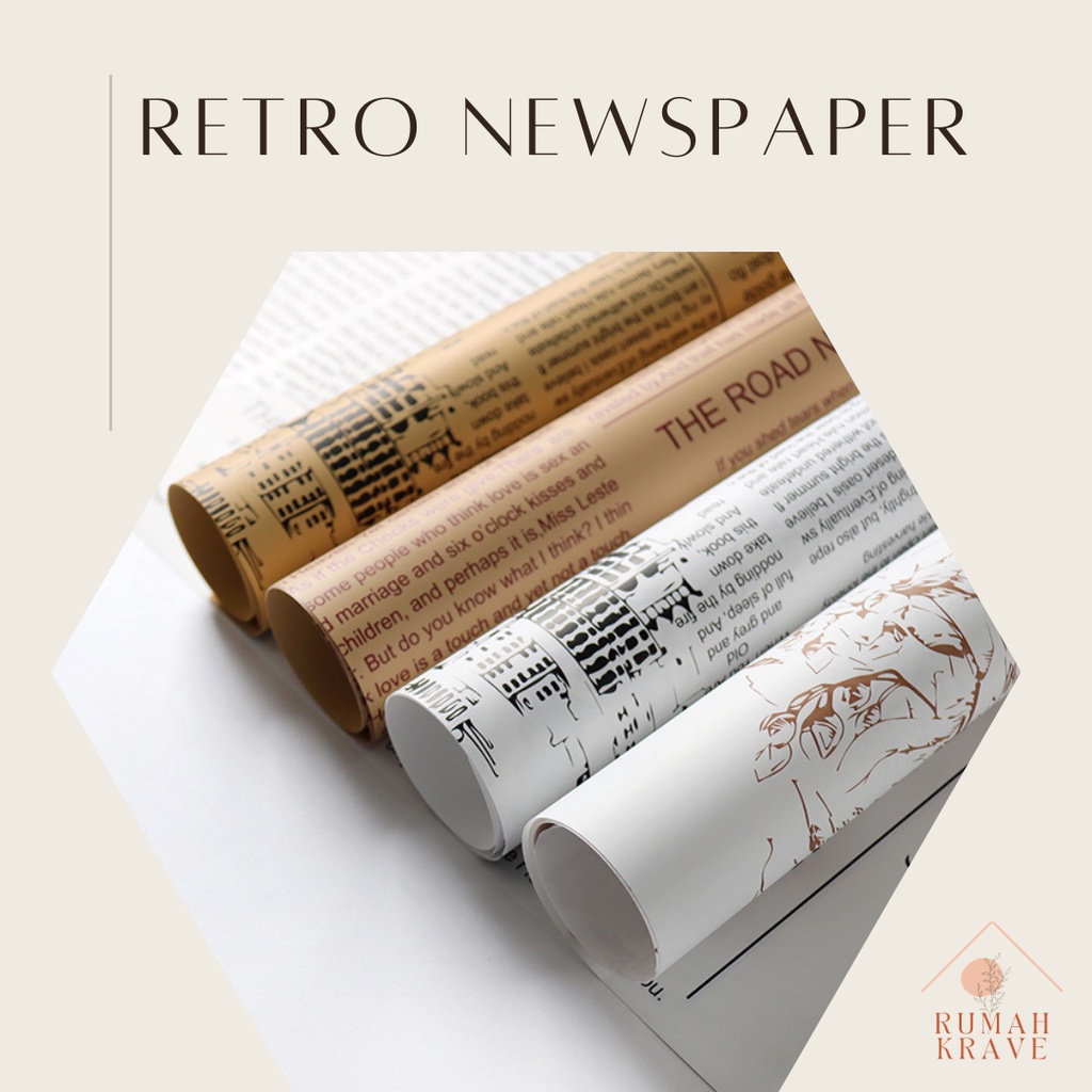 

RUMAH KRAVE - Retro Newspaper Wrapping Paper Kertas Buket Kado Koran