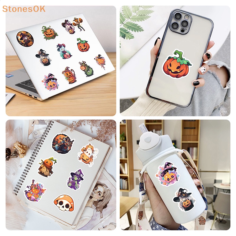 Batu 50 Pcs Keren Kartun Halloween Penyihir Tahan Air Stiker Dekorasi Decals Motor Laptop Ponsel Bagasi Mobil Sticker Mainan ID