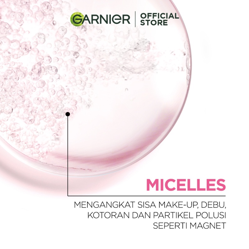 Garnier Micellar Cleansing Water Pink Skin Care - 400ml (Pembersih Wajah & Make up Untuk Kulit Sensitif) Image 2
