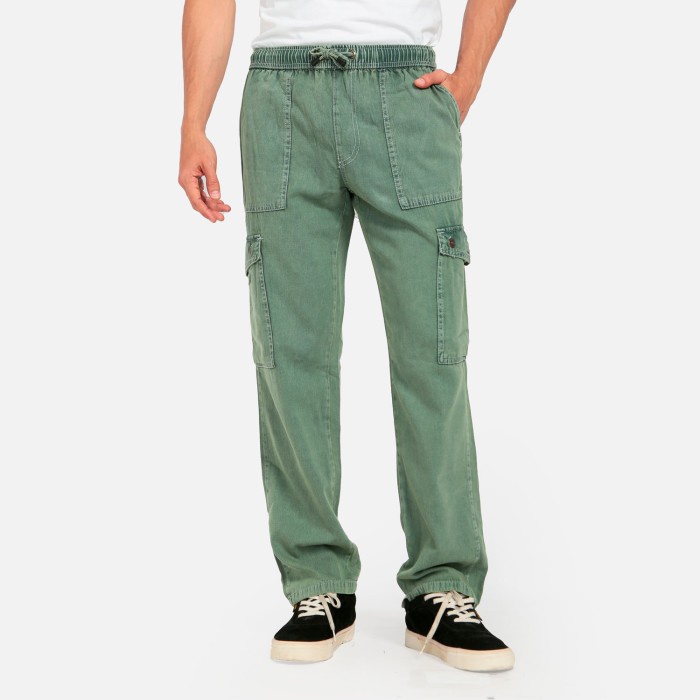 GutenInc - Celana Cargo Pria Ronald Straight Cargo Green Wash Pants - 30