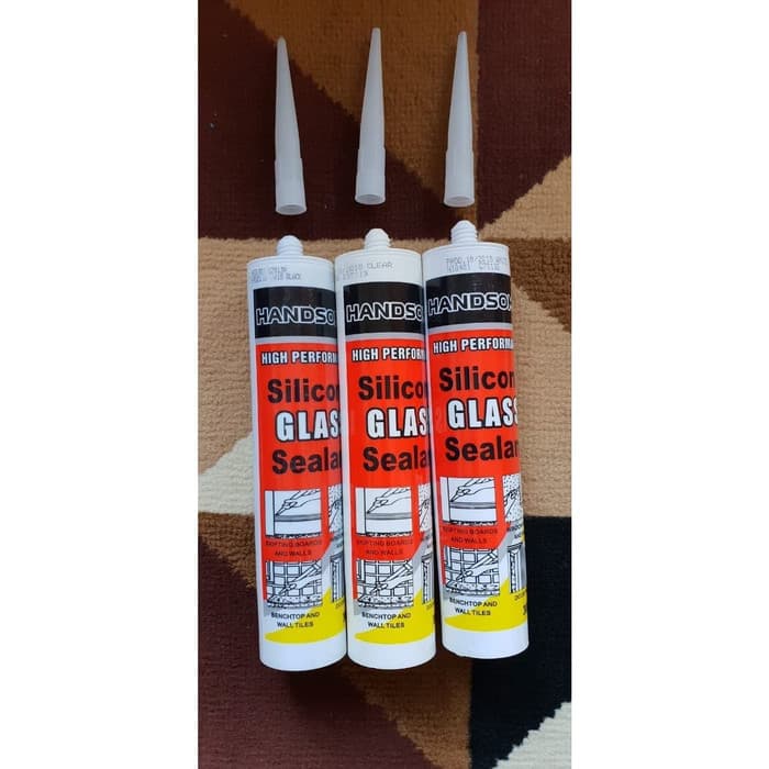 HANDSOM LEM SILICONE SEALENT KACA ACETIC SILEN WHITE, BLACK, CLEAR LEM KACA AQUARIUM KACA NAKO-