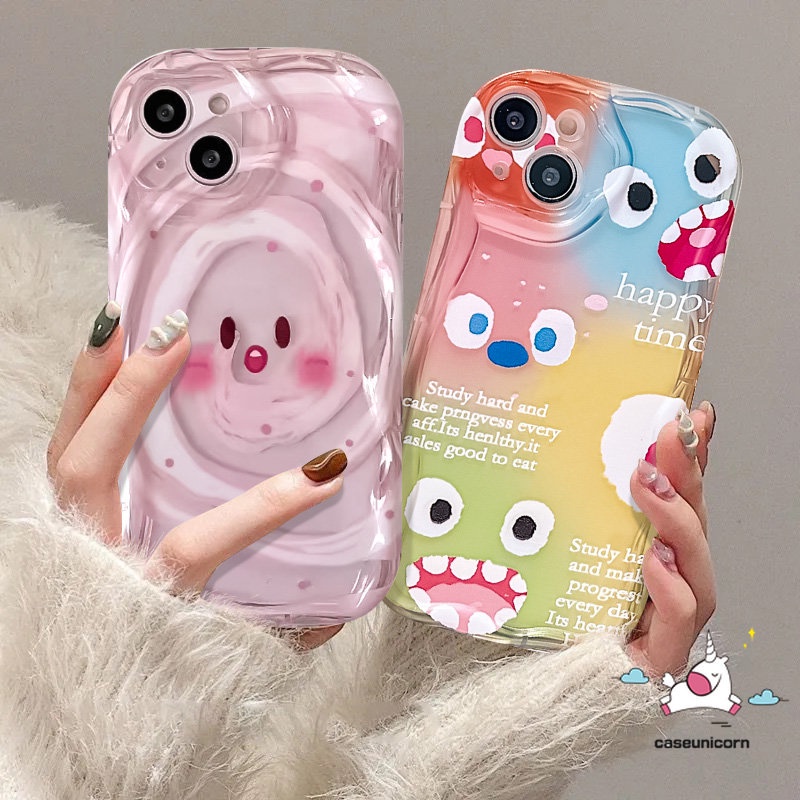 Case Ekspresi Warna-Warni Kartun Untuk Infinix Hot8 10Lite 30i 9panas10 11 20 8 9 12 30 Main Cerdas6 7 6Plus 5catatan12 G96 12 4G Smiley Lucu Glossy 3D Wavy Curved Edge Soft Case