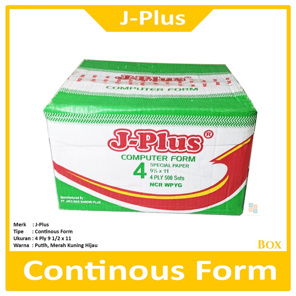 

J-PLUS - Continous Form 4 Ply 9 1/2 x 11 Ncr Kertas Komputer - Box