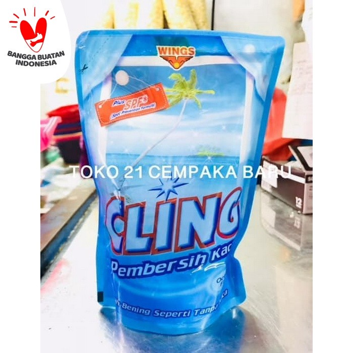 Cling Pembersih Kaca Wangi OCEAN FRESH Refill 425 ml | BIRU Cling Pouch 425ml Murah Promo