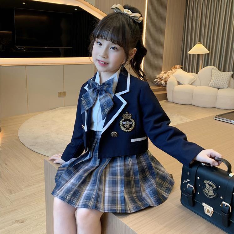 Girls' JK college style jacket for children's Blazer shirt pleated skirt children's JK uniform