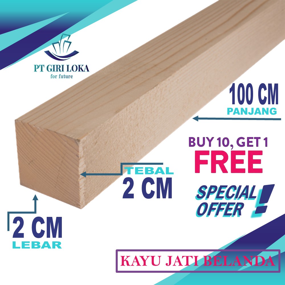 Kayu Jati Belanda 1 Ikat Murah 1 Meter Ukuran 2 x 2 x 100 cm Serut Amplas Halus Ex. Palet