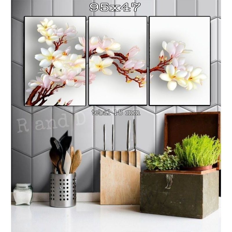 Hiasan Dinding Gambar Bunga Sakura Ukuran 95x47 Dekorasi Gambar Rangkaian Foto Poster Sambung Bingka