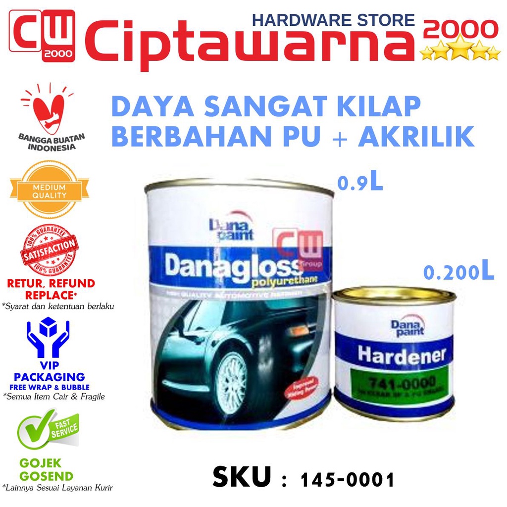 CAT PU DANAGLOSS : 145-0001 WHITE CAT KENDARAAN BESI KAYU - CWK