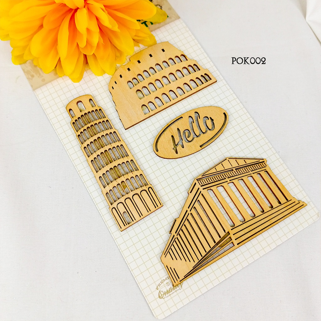 

Journaling Buller Kit Stiker Kayu Vintage City Hall POK002