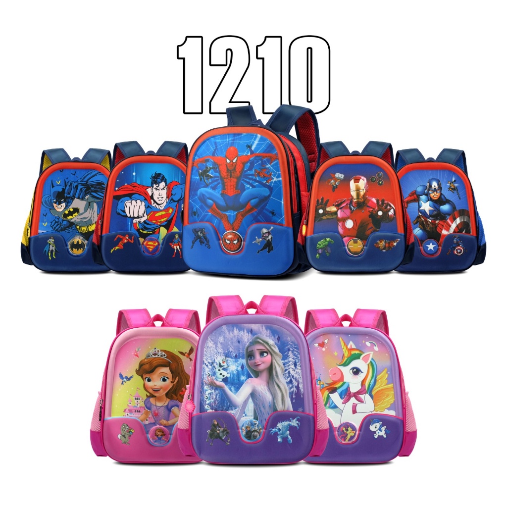 (Meila) Tas Ransel 1210 - 12 Inch Tas Cartoon Anak TK Tas Timbul Motif Karakter