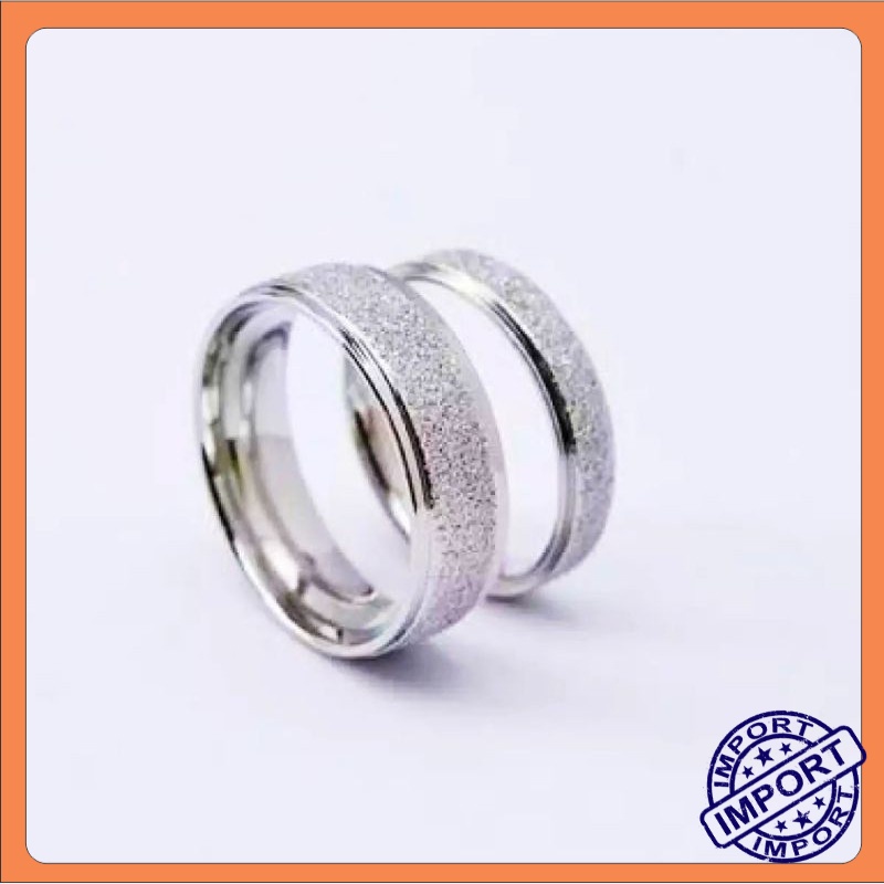 Aksesoris Cincin Pasir Warna Emas Silver Titanium Model Tebal Cincin Couple
