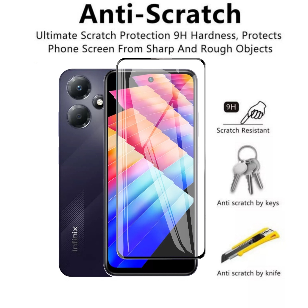 Tempered Glass Infinix Hot 30 Play NFC Screen Guard Full Handphone Warna