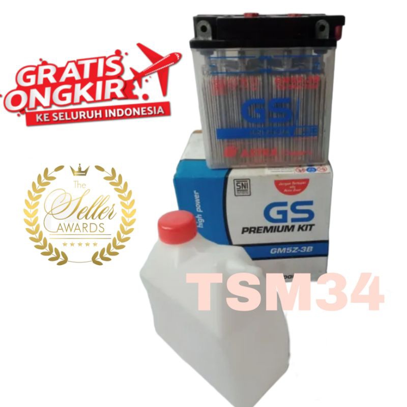 aki GS ASTRA GM5Z-3B aki motor Mio sporty / Supra /Supra fit new /aki basah gs Astra original