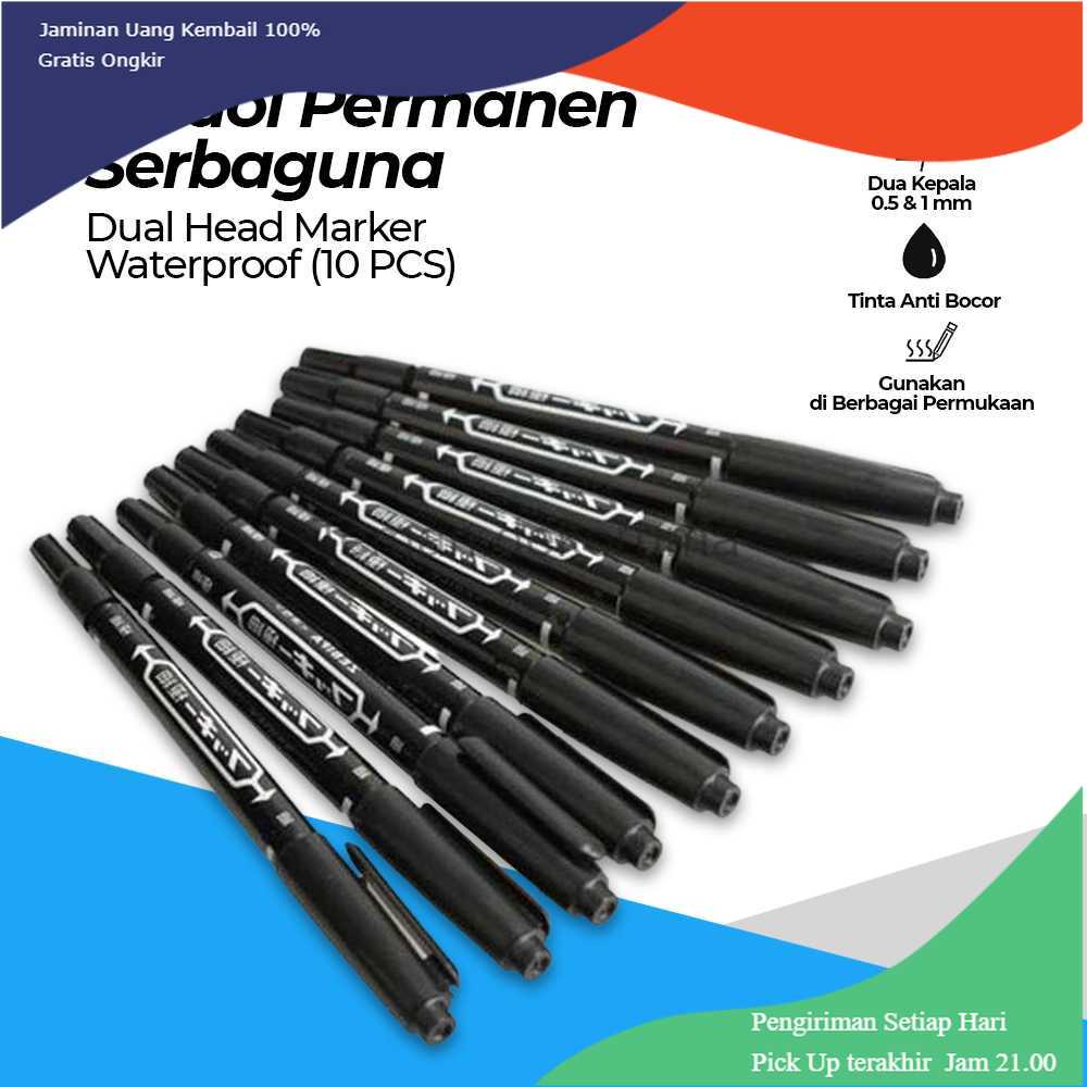 

TD - ALB ZEBILI Pena Spidol Permanen Dual Head Marker Waterproof 10PCS - MO-120-MC