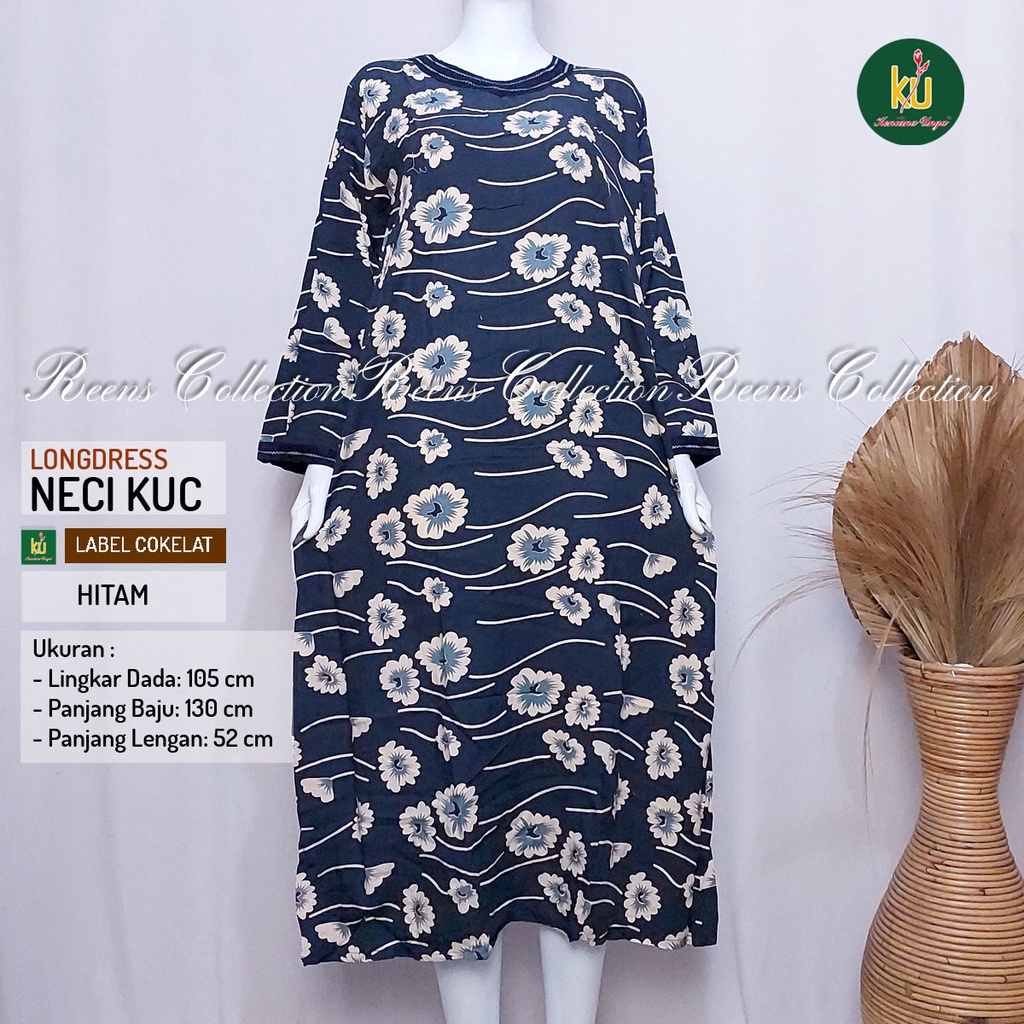Longdress NECI Kencana Ungu Label Cokelat | Daster Panjang Lengan Panjang Non Busui LD 100