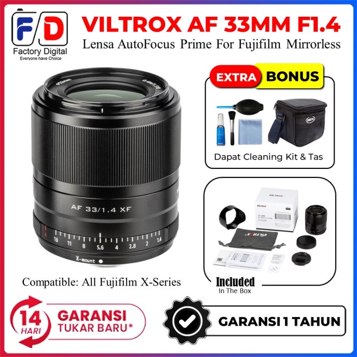 Lensa Viltrox AF 33mm f/1.4 XF untuk FUJIFILM XA3 XA5 XA7 XT30 XT2 XT3 - Special Promo