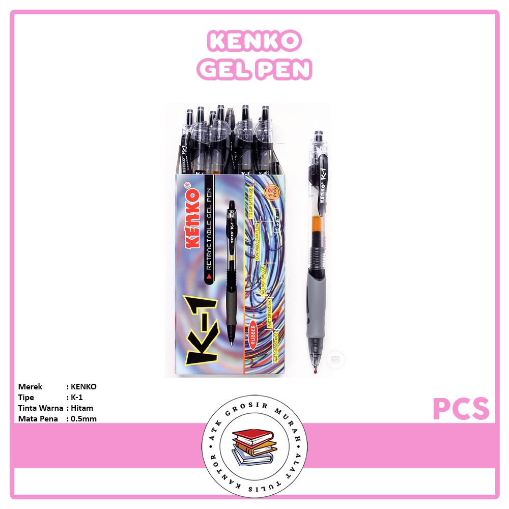 

KENKO - Pulpen Jel Pen Gel Pen K1 dan K1 ECO Black - Pcs