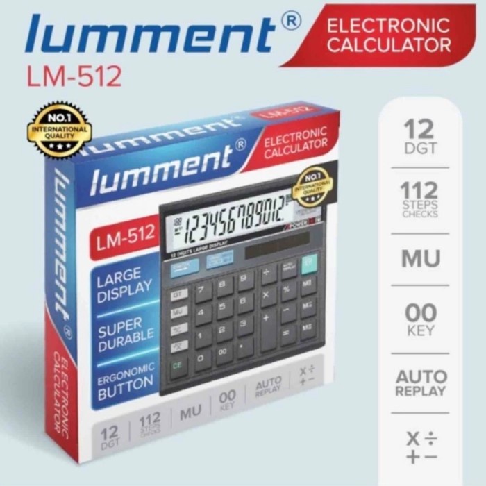 

KALKULATOR / CALCULATOR 12 DIGIT 112 STEPS CHECKS LUMMENT LM-512