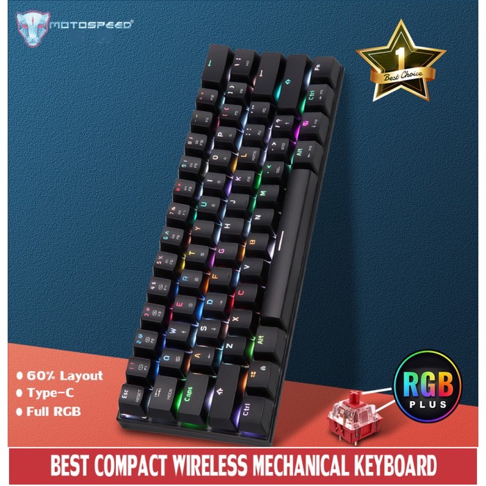 MECHANICAL KEYBOARD MOTOSPEED CK62 WIRED BLUETOOTH DUAL MODE Outemu RS - Putih