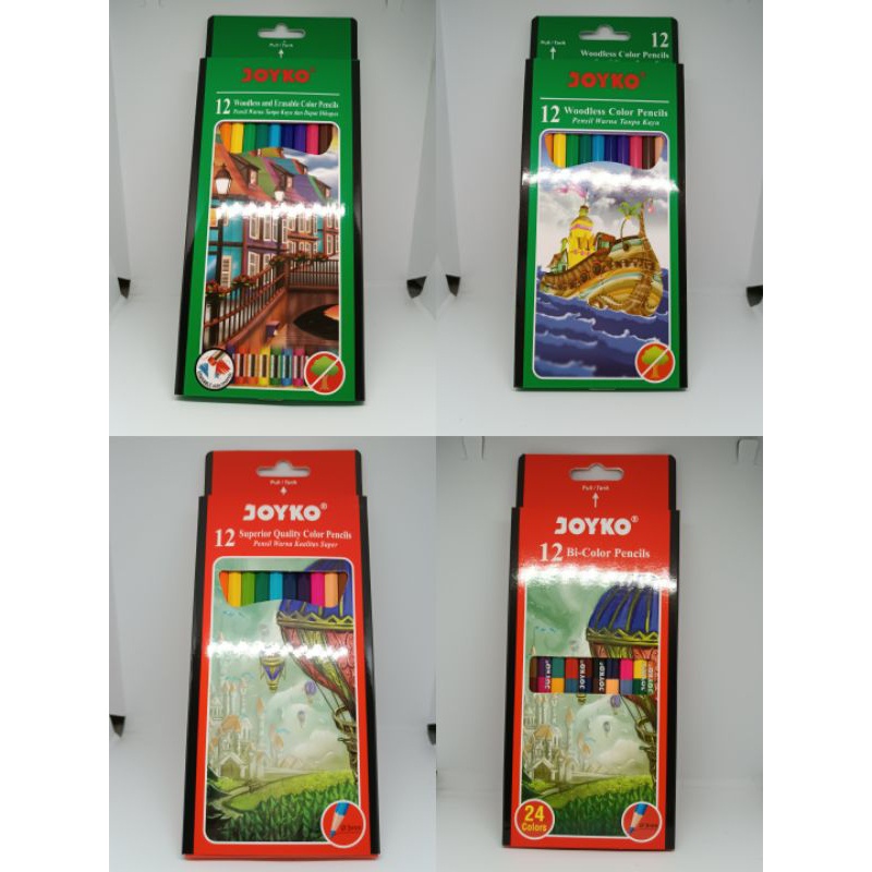 

PENSIL WARNA JOYKO KAYU BIASA, BISA DI HAPUS WARNA WARNI 12 WARNA JOYKO 1 PAK ISI 12 PENSIL WARNA