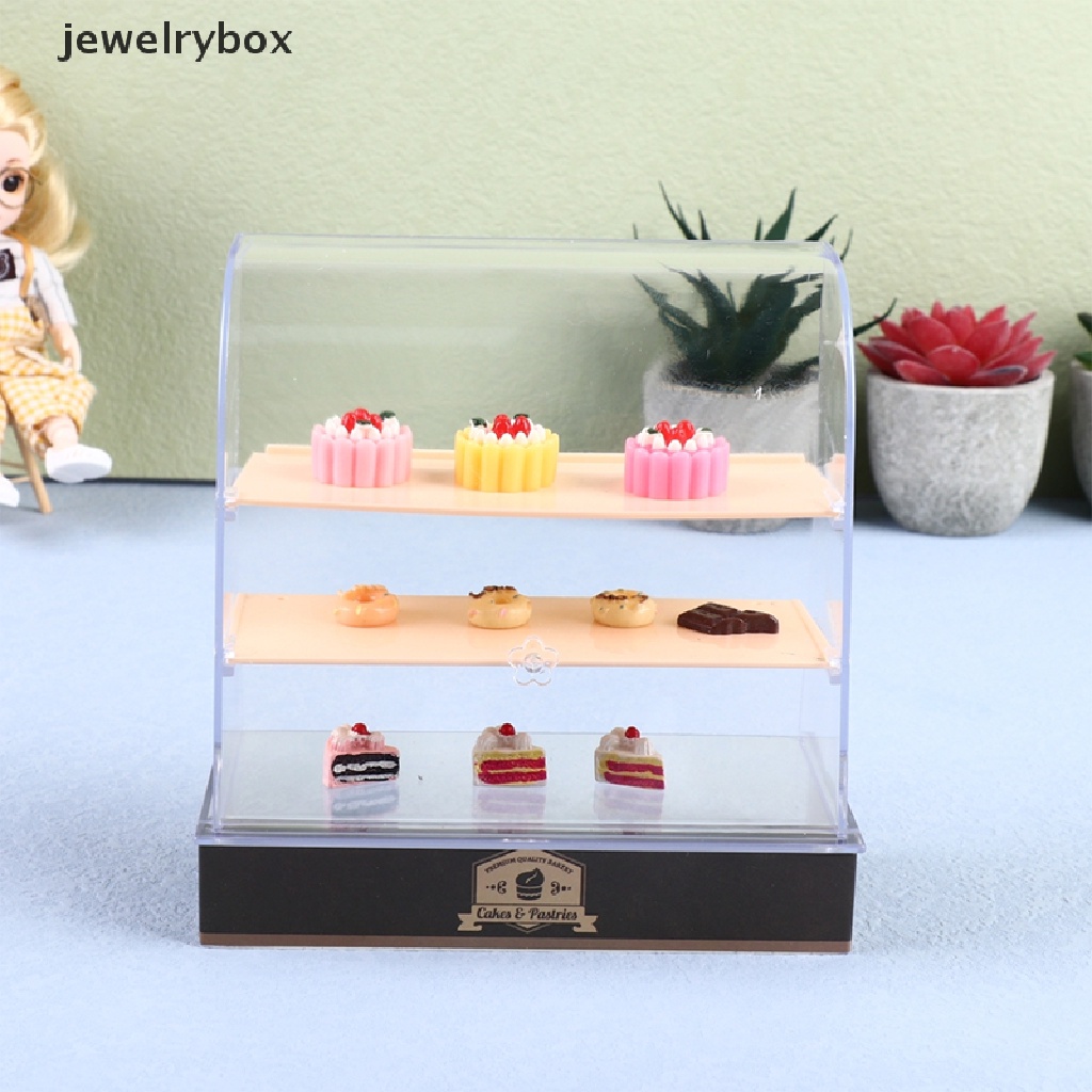 [jewelrybox] 1set 1: 12rumah Boneka Lemari Pajangan Kue Mini Papan Nama Stand Living Scene Decor Boutique