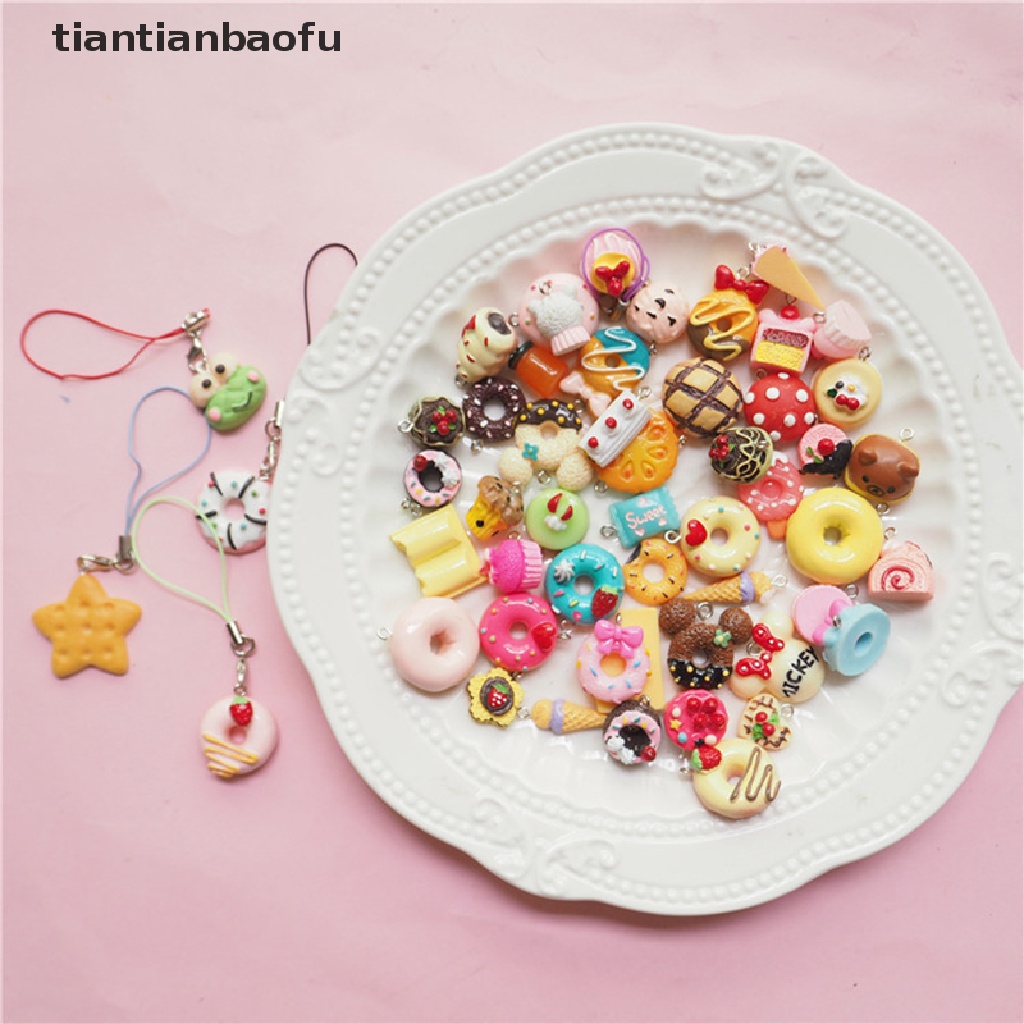 [tiantianbaofu] 30 Pcs/Set Mini Kue Es Krim Liontin DIY Dekorasi Ch Kalung Perhiasan Butik