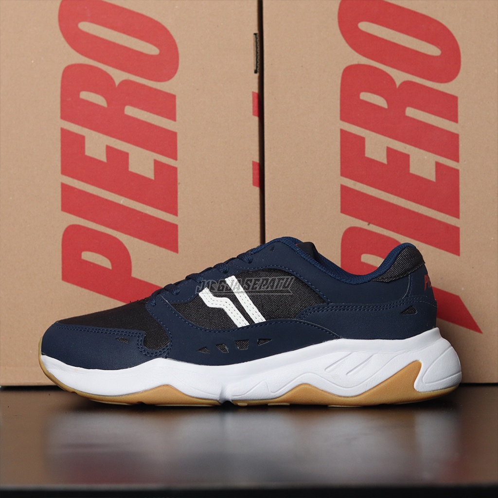 Piero Sepatu Sneakers Ergo ST Denim - Navy Denim/White/Gum