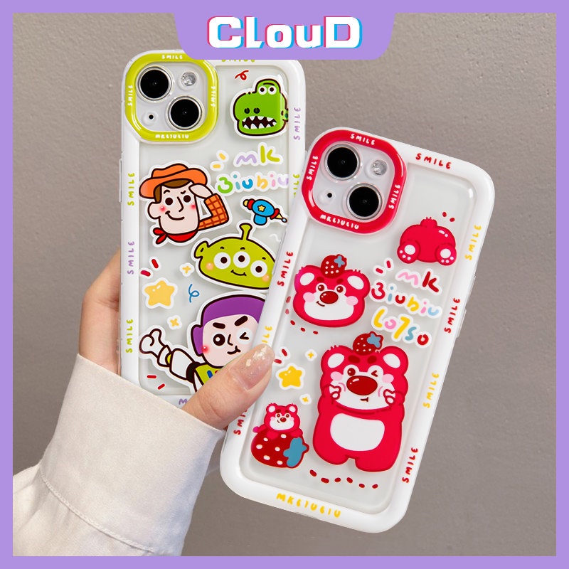 Redmi A110 9T 9A 10A 9C NFC Redmi Note 10s 9 11 10 11s Note9 Note10 Note10s Note11 Shockproof Airbag Lembut Tpu Cerita Mainan Kartun Lucu Strawberry Bear Manyo Clear Case Cover