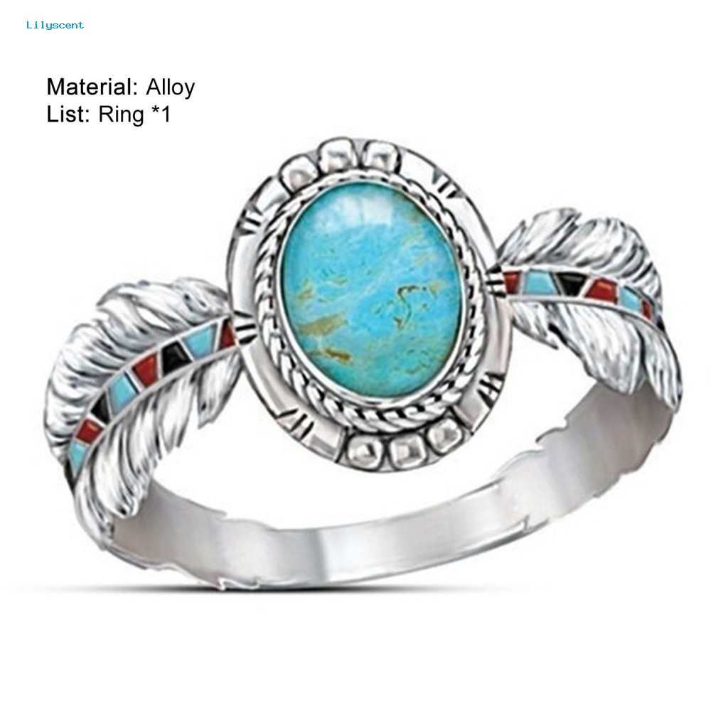 Cincin Vintage Gaya Lilyscent Untuk Perjamuan Dekorasi Turquoise Finger Band Skin-touch