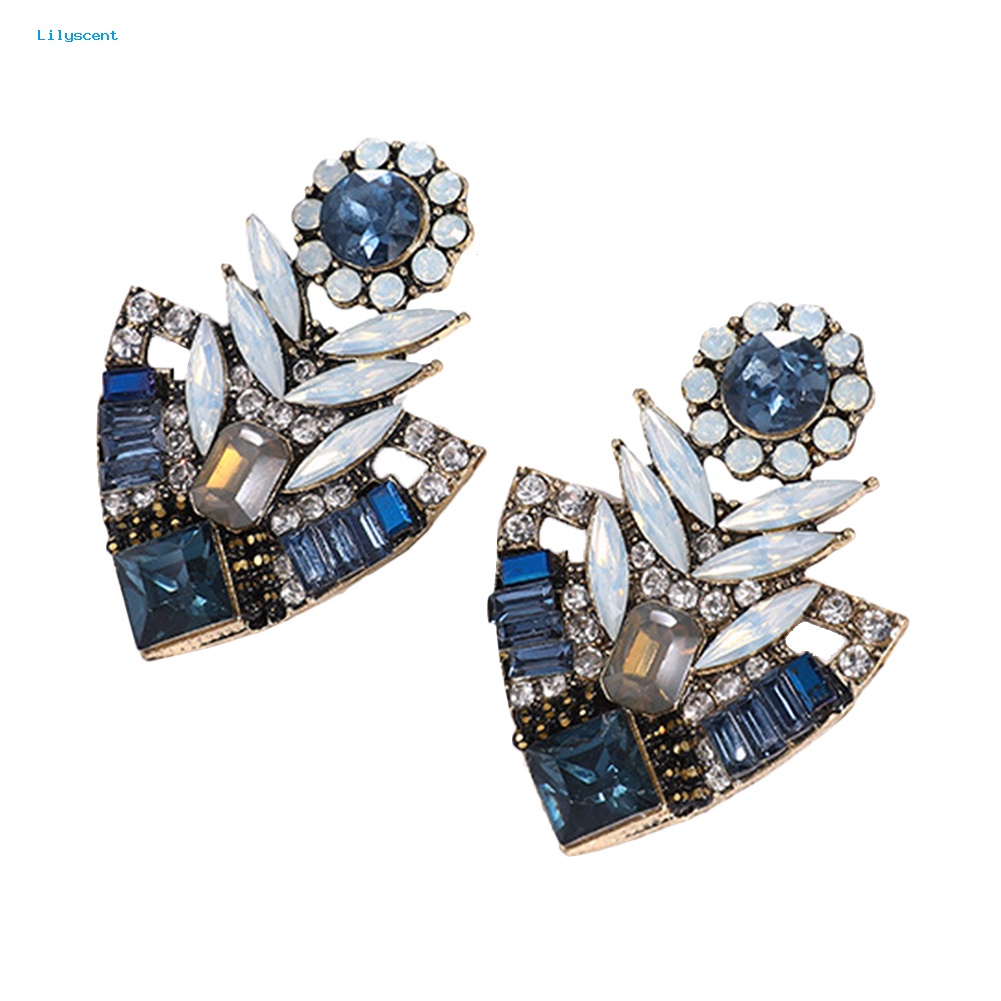 Lilyscent Wanita Fashion Berlian Imitasi Berlebihan Bohemian Ear Stud Earrings Perhiasan Hadiah