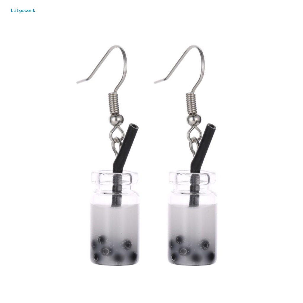 Lilyscent Alloy Anting Pesta Untuk Pesta Gelembung Teh Minuman Menjuntai Kait Anting Pengerjaan Halus