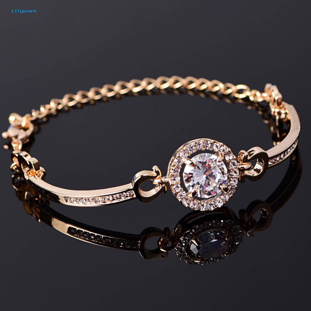 Lilyscent Mewah Cubic Zirconia Hias Adjustable Rantai Gelang Bangle Wanita Perhiasan Hadiah