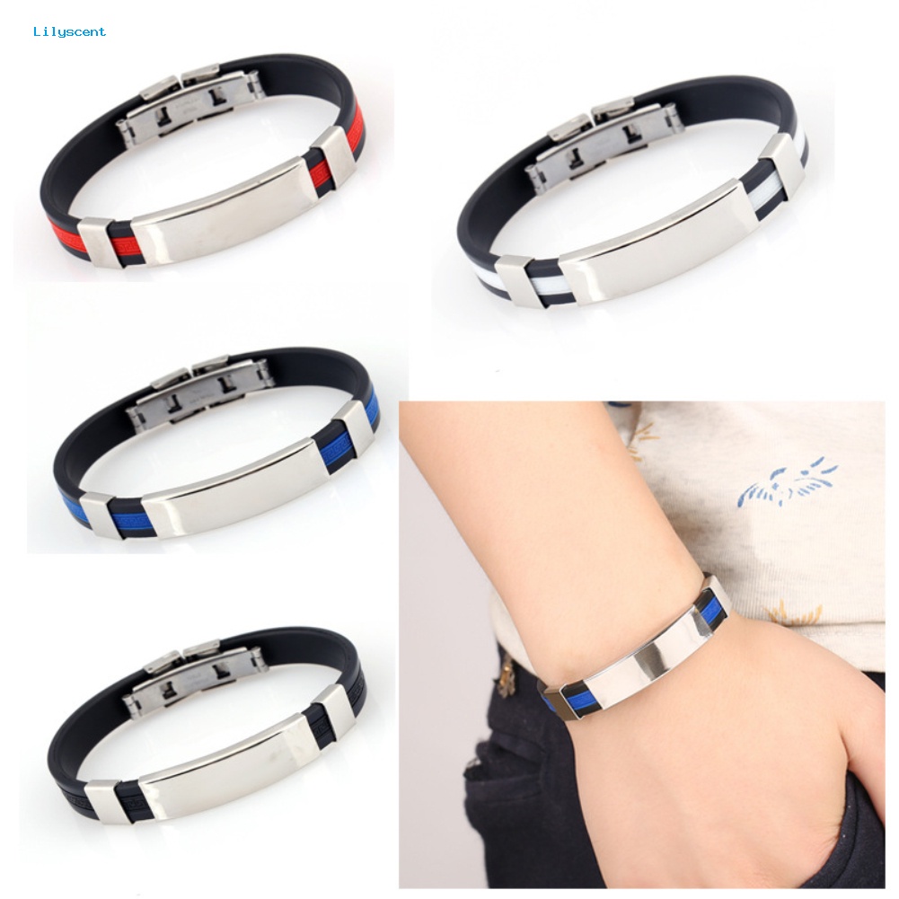 Lilyscent Fashion Gelang Silikon Gelang Pria Adjustable Bangle Perhiasan Hadiah Ulang Tahun