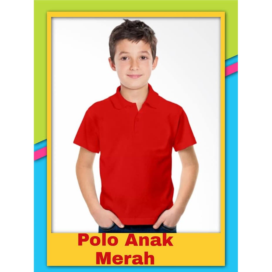 Kaos KERAH anak MERAH lengan pendek - Polo polos anak ALLSIZE- winstar polos /KAOS KERAH ANAK / KAOS
