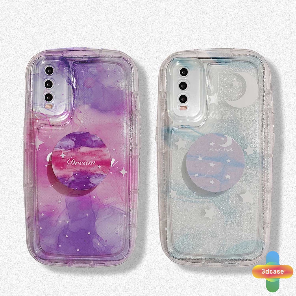 Casing VIVO Y22 Y22S Y35 Y02 Y30 Y12S Y12 Y20 Y15S Y15C Y91C Y21 2021 Y21A Y21T Y16 Y21S Y20S Y12i Y3S Y33T Y15A Y01 Y01A Y21E Y21G Y91 Y30i Y93 Y95 Y15 Y17 Y50 Y53S Y51 2020 Y51A Y10 Y33S Y1S Fantasy Gradual Starry Sky Transparent Soap Case With Stand